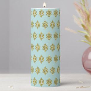 Elegant Aqua Lace Pattern Candle