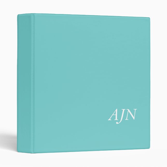 Elegant Aqua Monogrammed Binder Gift (Front/Spine)