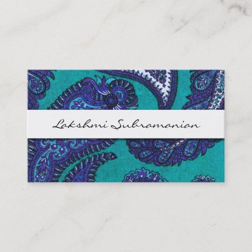 Elegant Aqua Paisley Professional Business Cards