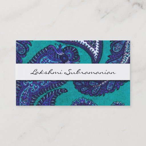 Customizable Elegant Aqua Paisley Professional Business Cards