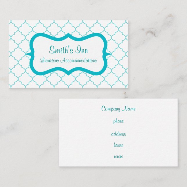 Elegant Aqua Pattern Business Card (Front/Back)