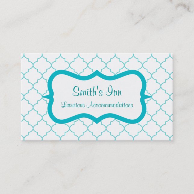 Elegant Aqua Pattern Business Card (Front)