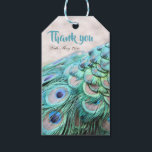 Elegant Aqua Peacock Feathers Wedding Favor Gift Tags<br><div class="desc">A beautiful wedding favor tag with fully customized text,  all of which is written across a stunning peacock feather design with vibrant colors. An original design available exclusively at ©GardenEden online store.</div>