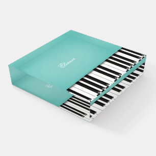 Elegant Aqua Piano with Custom Name or Quote Paperweight