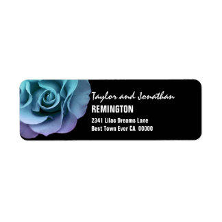 Elegant Aqua Purple Wedding Rose Modern Script V11 Label