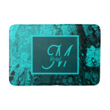 Elegant Aqua Teal bold Script Monogram