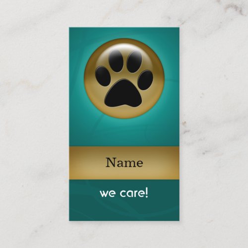 elegant aqua teal paw print pet care Business Card