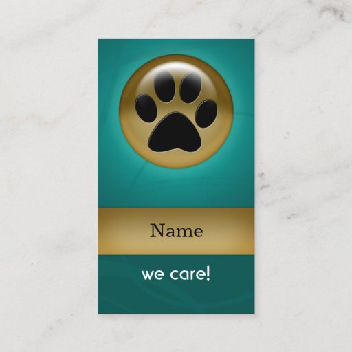 Customizable elegant aqua teal paw print pet care Business Card