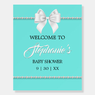 Elegant Aqua Teal Pearls Glam Tiffany Baby Shower Foam Board