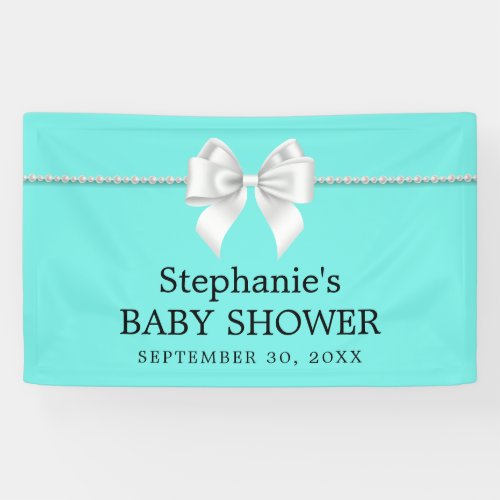 Elegant Aqua Teal Tiffany Theme Baby Shower Banner