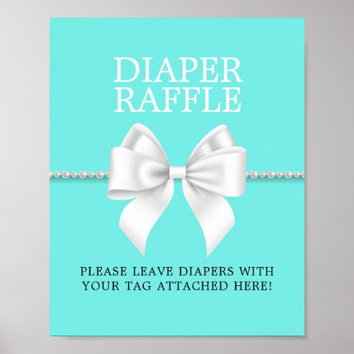 Elegant Aqua Tiffany Baby Shower Diaper Raffle Poster