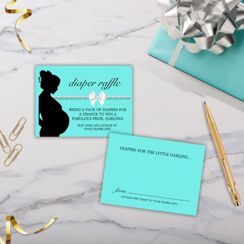 Elegant Aqua Tiffany Diaper Raffle Baby Shower Enclosure Card