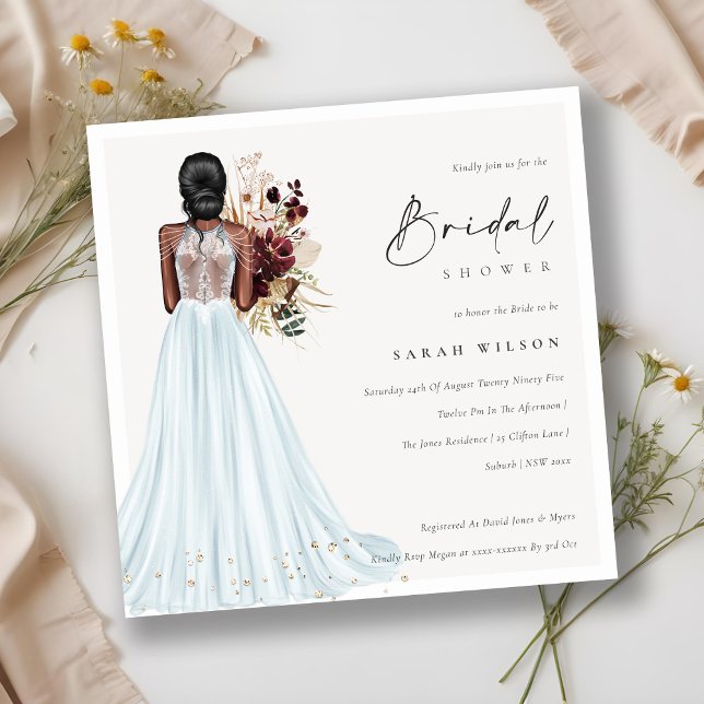 Elegant Aqua Wedding Gown Bridal Shower Invite (Creator Uploaded)