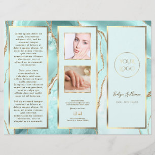 Elegant Aquamarine and Gold Agate Brochure