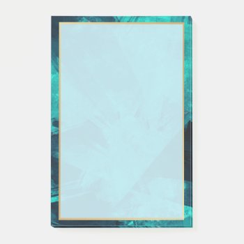Elegant Aquamarine And Gold Post-it Notes by LouiseBDesigns at Zazzle