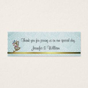 Elegant Aquamarine Damask Wedding Favor Tags