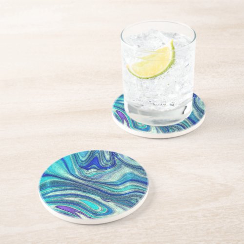 Elegant Aquamarine Paua Rainbow Shell Inspired Coaster