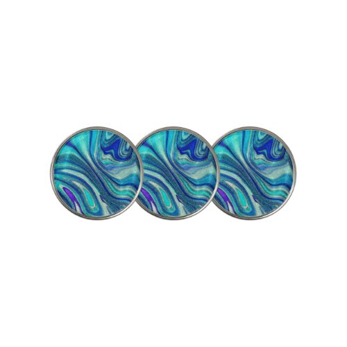Elegant Aquamarine Paua Rainbow Shell Inspired Golf Ball Marker