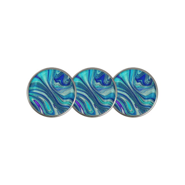 Elegant Aquamarine Paua Rainbow Shell Inspired Golf Ball Marker (3 Up)