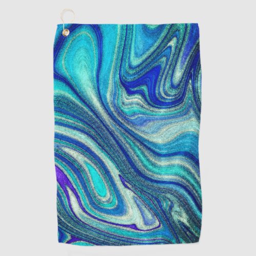 Elegant Aquamarine Paua Rainbow Shell Inspired Golf Towel