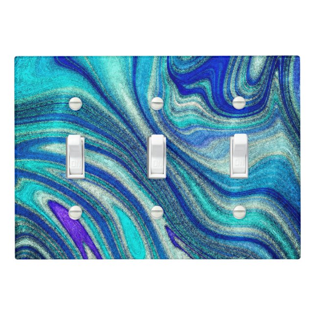 Elegant Aquamarine Paua Rainbow Shell Inspired Light Switch Cover (In Situ)
