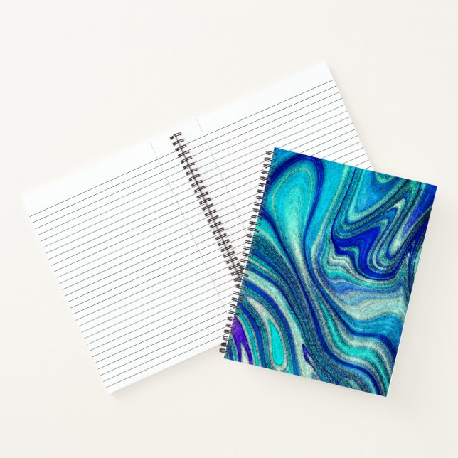 Elegant Aquamarine Paua Rainbow Shell Inspired Notebook (Inside)