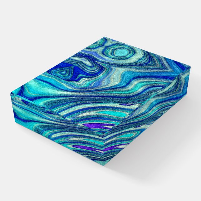 Elegant Aquamarine Paua Rainbow Shell Inspired Paperweight (Angled)