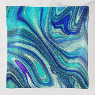 Elegant Aquamarine Paua Rainbow Shell Inspired Trinket Tray