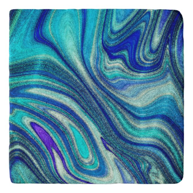 Elegant Aquamarine Paua Rainbow Shell Inspired Trivet (Front)