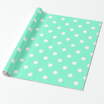 Elegant Aquamarine Polka Dot Wrapping Paper by Mintleafstudio at Zazzle