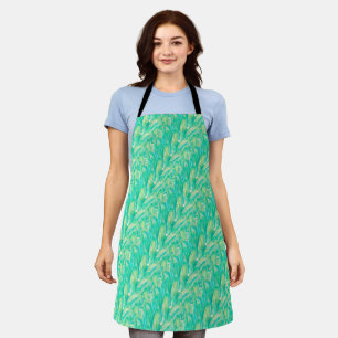 Elegant Aquamarine Watercolor Floral Petal Apron