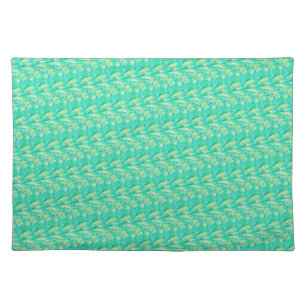 Elegant Aquamarine Watercolor Floral Petal Cloth Placemat