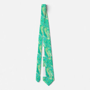 Elegant Aquamarine Watercolor Floral Petal Neck Tie