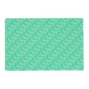 Elegant Aquamarine Watercolor Floral Petal Placemat