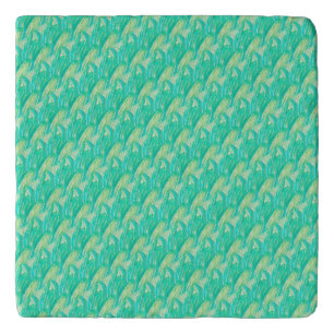 Elegant Aquamarine Watercolor Floral Petal Trivet