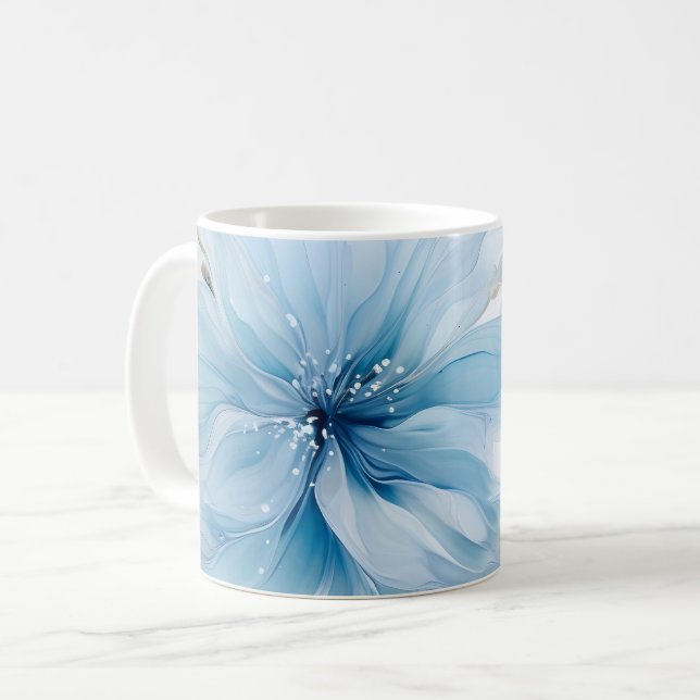 Elegant Aquarelle Floral Bloom Watercolor Coffee Mug (Front Left)