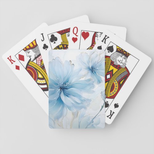 Elegant Aquarelle Floral Bloom Watercolor Poker Cards