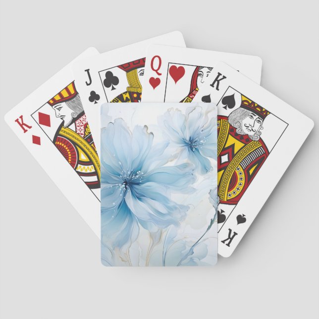 Elegant Aquarelle Floral Bloom Watercolor Poker Cards (Back)