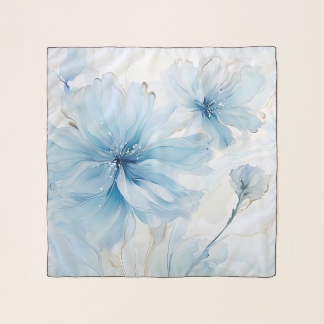 Elegant Aquarelle Floral Bloom Watercolor Scarf (Front)