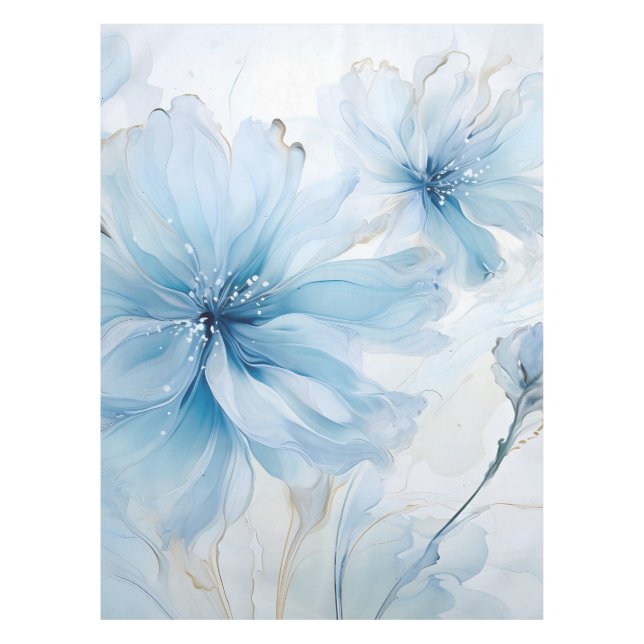 Elegant Aquarelle Floral Bloom Watercolor Tablecloth (Front)