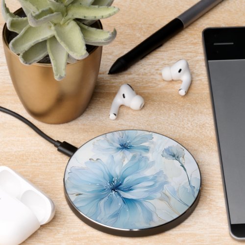 Elegant Aquarelle Floral Bloom Watercolor Wireless Charger