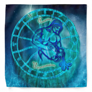 Elegant Aquarius Blue Water Zodiac Astrology Sign Bandana