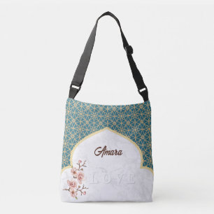 Elegant Arabesque Arch   Deep Teal & Gold  Crossbody Bag