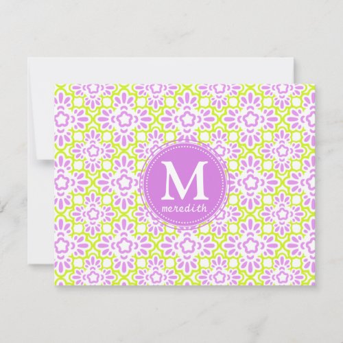 Elegant Arabesque Damask Lilac Purple Personalized Personalized Announcement