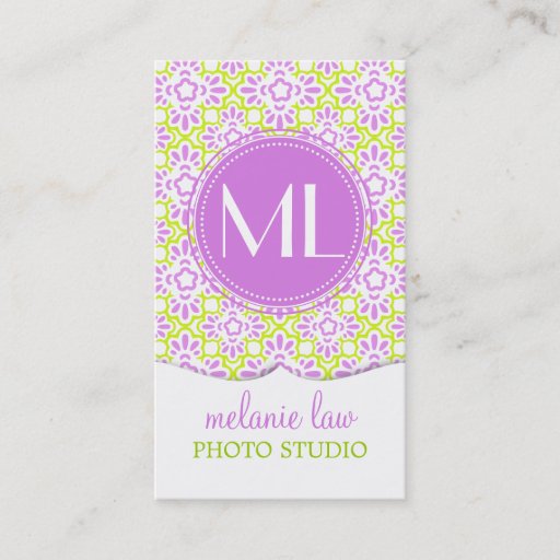 Customizable Elegant Arabesque Damask Lilac Purple Personalized Business Card Template