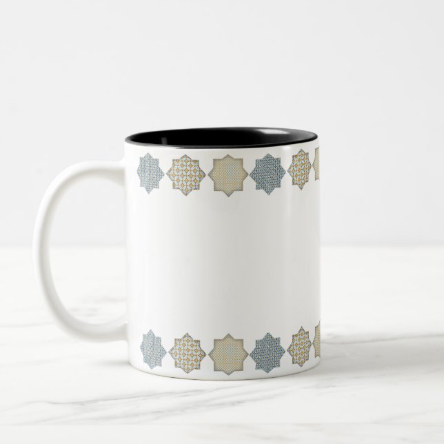 Elegant Arabesque Tile Pattern Mug" Two-Tone Coffee Mug (Left)