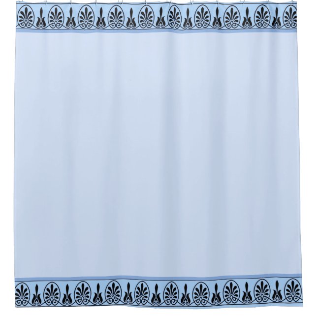 Elegant Arabesque Vector on Light Blue Shower Curtain (Front)