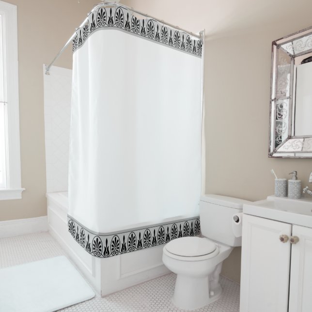 Elegant Arabesque Vector on White Shower Curtain (In Situ)