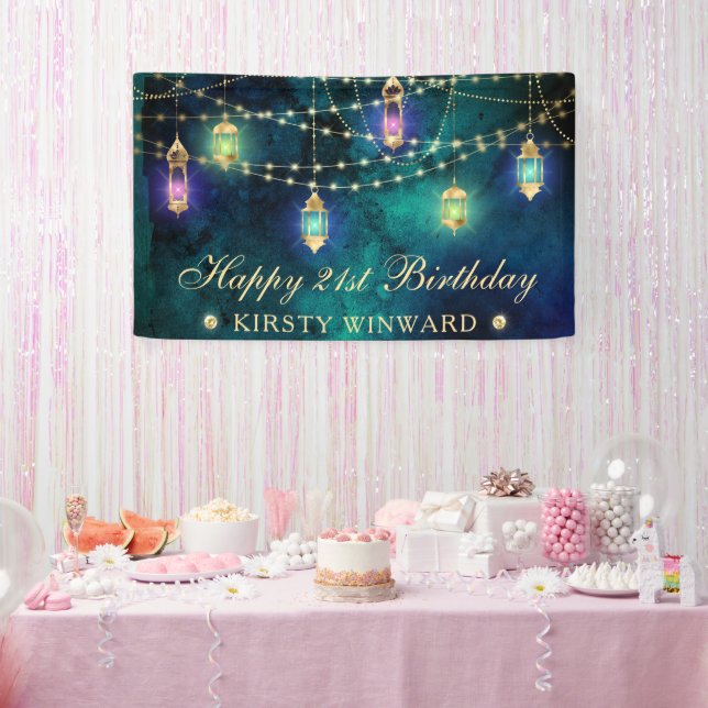 Elegant Arabic Lantern Birthday Banner (Party)