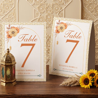 Elegant Arabic Lantern Floral Wedding Paper Table Tent